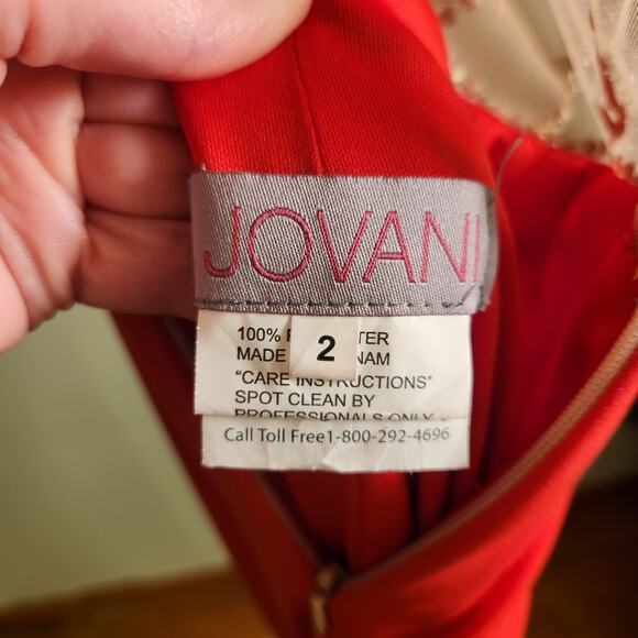 JOVANI Red Sleeveless Dress with Crystals, Size 2 - Picture 14 of 16